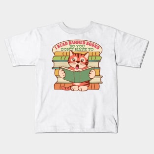 I Read Banned Books Cat Kids T-Shirt